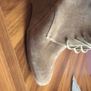 Zara Suede Lace Up Ankle Wedge Booties Size 39